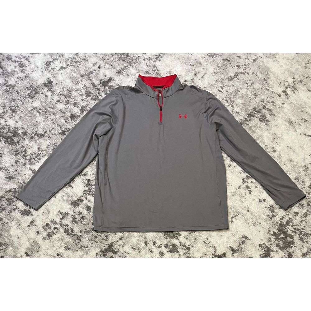 Under Armour ColdGear Men's Storm Mid-Layer 1/4-Zip Pullover GRAY & RED Sz XXL